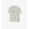 Bawełniany T-shirt z kursywnym logo w kratkę