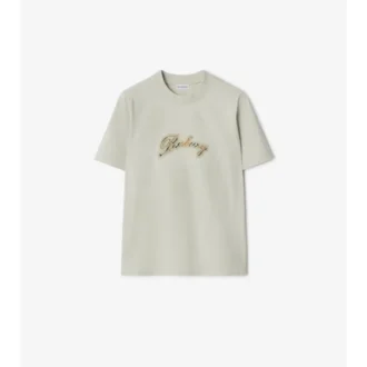 Bawełniany T-shirt z kursywnym logo w kratkę
