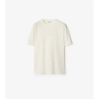 Bawełniany T-shirt z kursywnym logo w kratkę