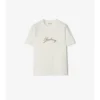 Bawełniany T-shirt z kursywnym logo w kratkę