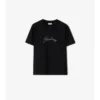 Bawełniany T-shirt z kursywnym logo w kratkę