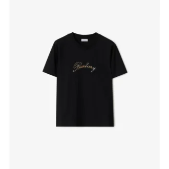Bawełniany T-shirt z kursywnym logo w kratkę