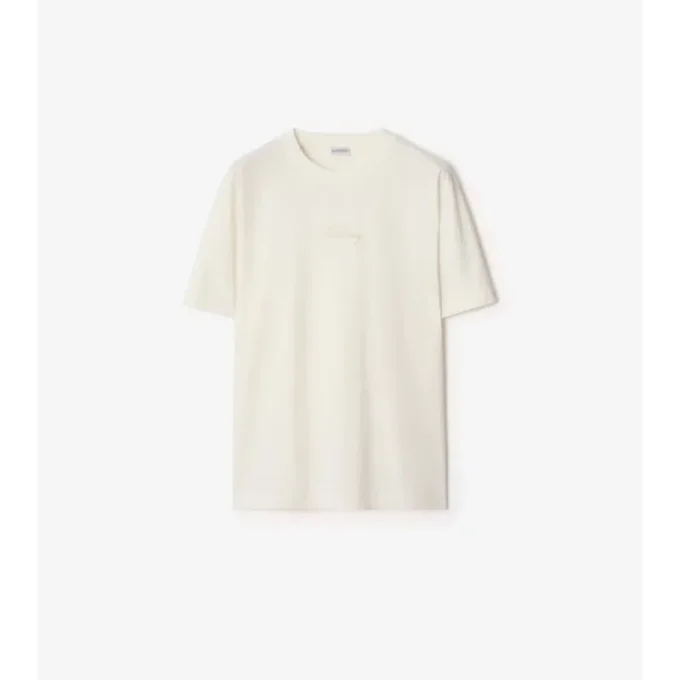 Bawełniany T-shirt z kursywnym logo w kratkę Bawełniany T-shirt z kursywnym logo w kratkę