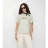 Bawełniany T-shirt z kursywnym logo w kratkę