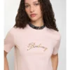 Bawełniany T-shirt z kursywnym logo w kratkę