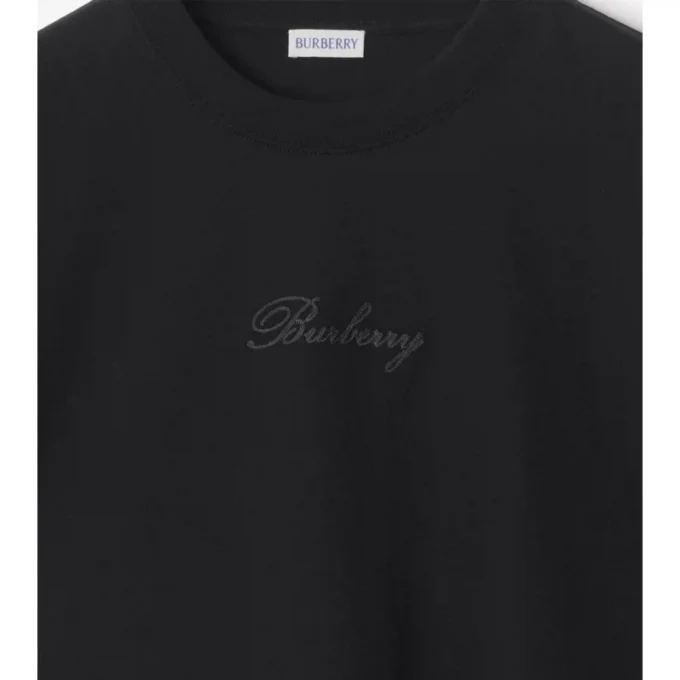 Bawełniany T-shirt z kursywnym logo w kratkę Bawełniany T-shirt z kursywnym logo w kratkę