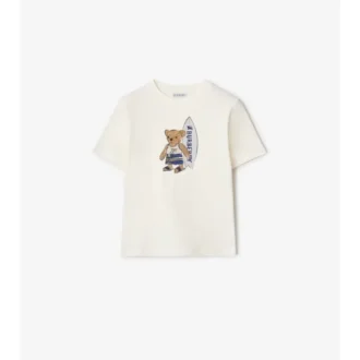 Bawełniany T-shirt z misiem-surferem Bawełniany T-shirt z misiem-surferem