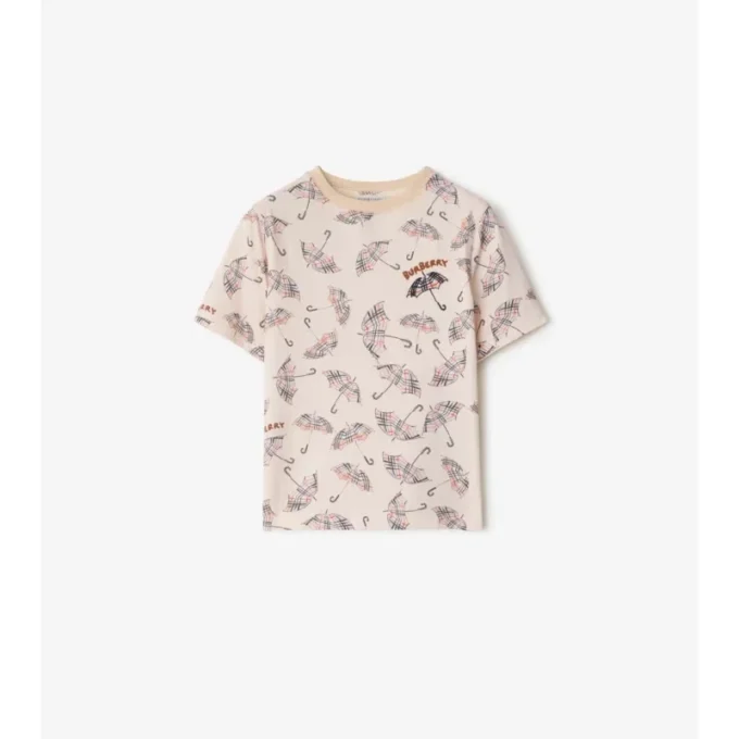 Bawełniany T-shirt z motywem parasoli