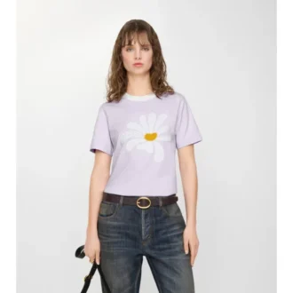 Bawełniany T-shirt z motywem stokrotki