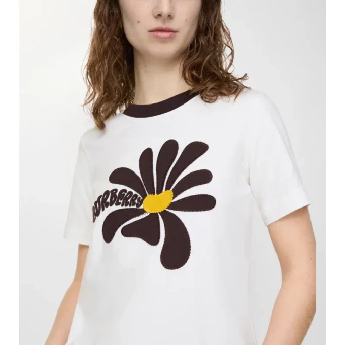 Bawełniany T-shirt z motywem stokrotki