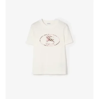 Bawełniany T-shirt z nadrukiem w kratę i motywem rycerza Bawełniany T-shirt z nadrukiem w kratę i motywem rycerza