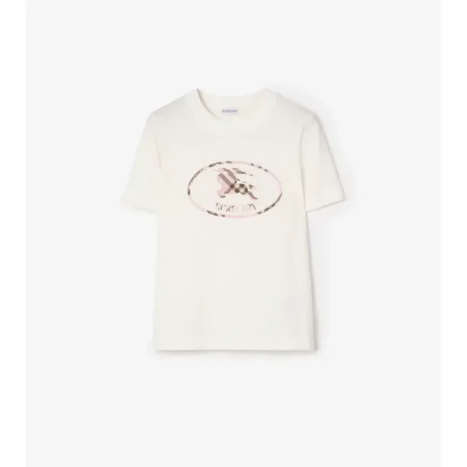 Bawełniany T-shirt z nadrukiem w kratę i motywem rycerza Bawełniany T-shirt z nadrukiem w kratę i motywem rycerza