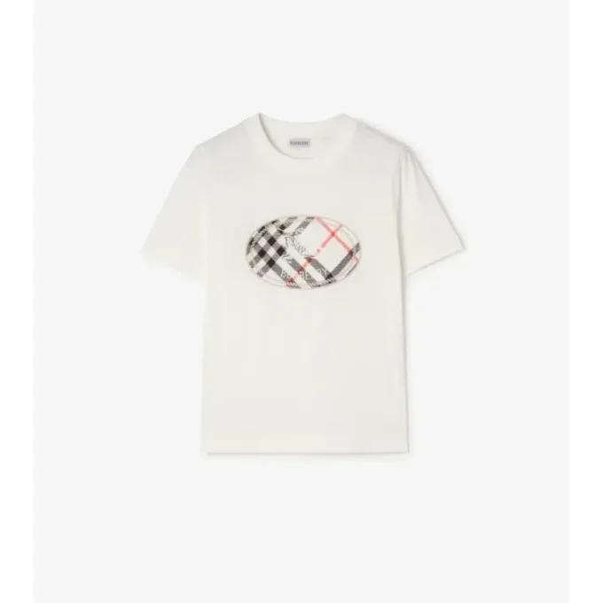 Bawełniany T-shirt z nadrukiem w kratę i motywem rycerza Bawełniany T-shirt z nadrukiem w kratę i motywem rycerza