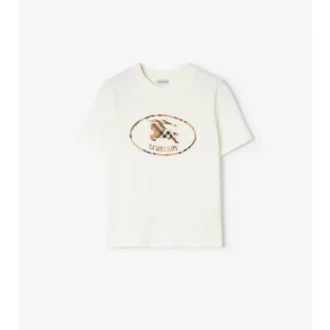 Bawełniany T-shirt z nadrukiem w kratę i motywem rycerza Bawełniany T-shirt z nadrukiem w kratę i motywem rycerza