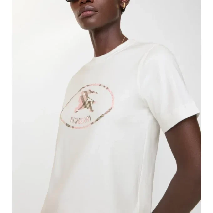 Bawełniany T-shirt z nadrukiem w kratę i motywem rycerza Bawełniany T-shirt z nadrukiem w kratę i motywem rycerza