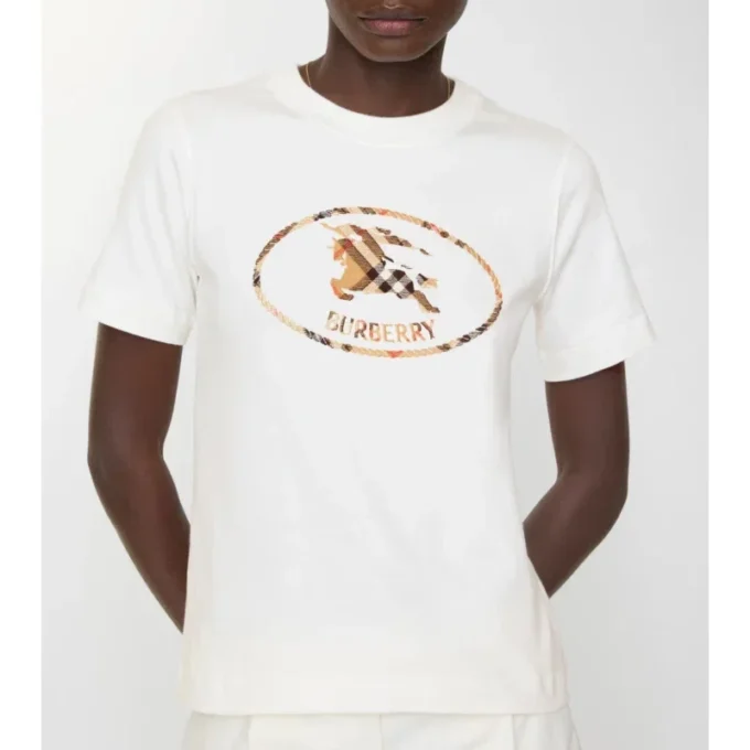 Bawełniany T-shirt z nadrukiem w kratę i motywem rycerza Bawełniany T-shirt z nadrukiem w kratę i motywem rycerza