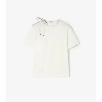 Bawełniany T-shirt z wiązanymi rękawami