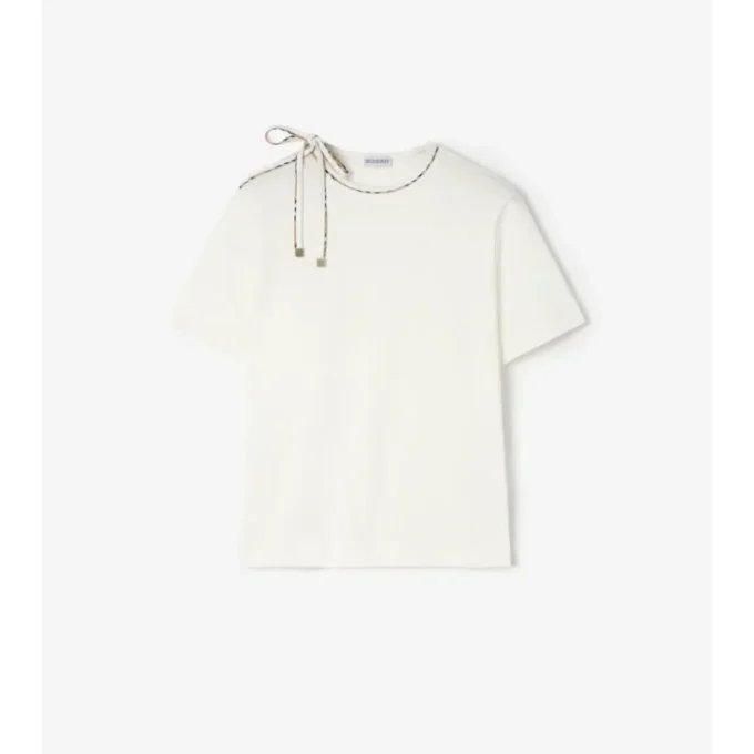 Bawełniany T-shirt z wiązanymi rękawami