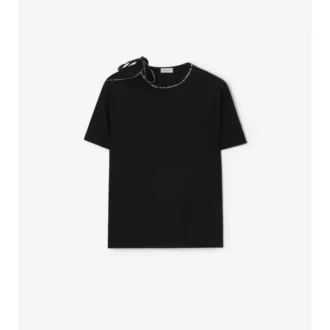 Bawełniany T-shirt z wiązanymi rękawami