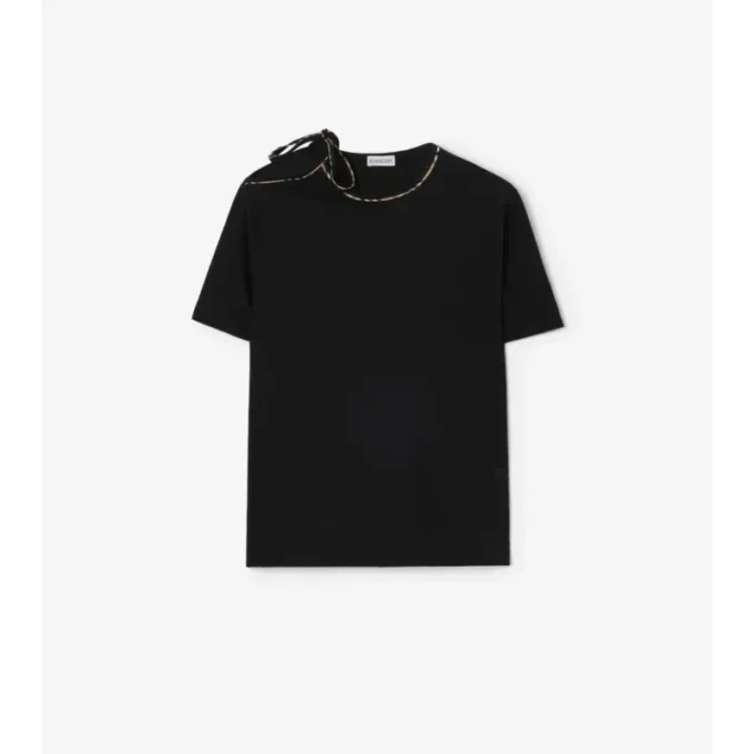 Bawełniany T-shirt z wiązanymi rękawami