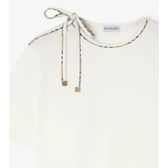 Bawełniany T-shirt z wiązanymi rękawami