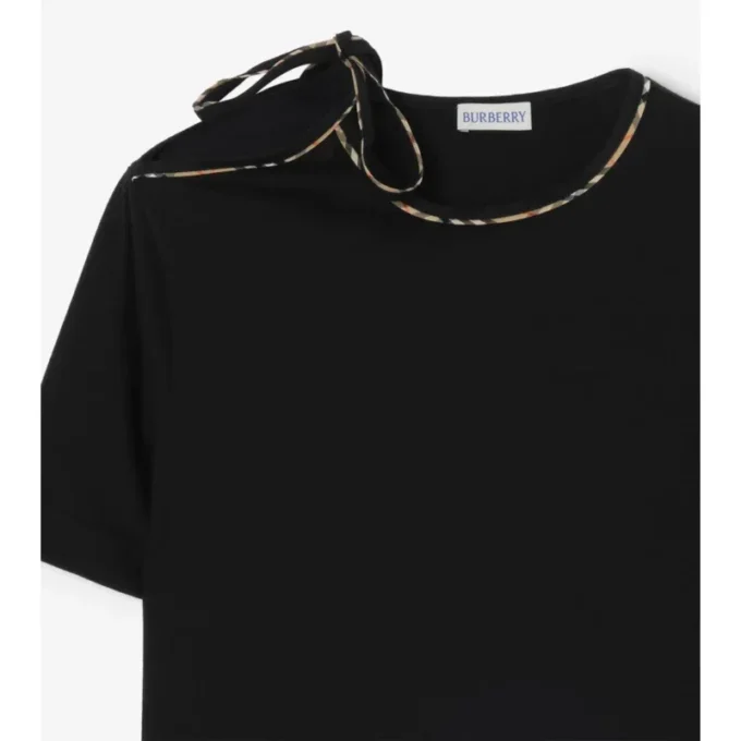 Bawełniany T-shirt z wiązanymi rękawami