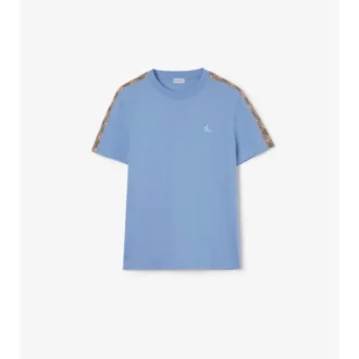 Bawełniany T-shirt z wykończeniem w kratę