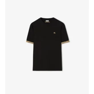 Bawełniany T-shirt z wykończeniem w kratę