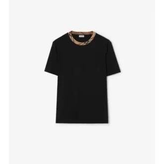 Bawełniany T-shirt z wykończeniem w kratę