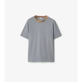 Bawełniany T-shirt z wykończeniem w kratę