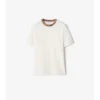 Bawełniany T-shirt z wykończeniem w kratę Bawełniany T-shirt z wykończeniem w kratę