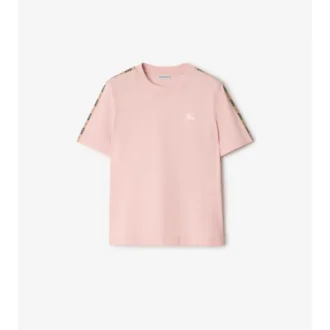 Bawełniany T-shirt z wykończeniem w kratę Bawełniany T-shirt z wykończeniem w kratę