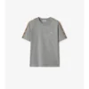 Bawełniany T-shirt z wykończeniem w kratę Bawełniany T-shirt z wykończeniem w kratę