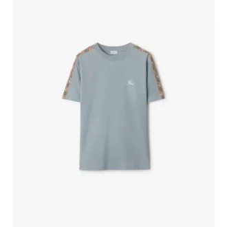 Bawełniany T-shirt z wykończeniem w kratę