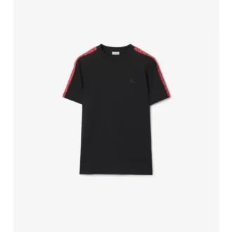 Bawełniany T-shirt z wykończeniem w kratę
