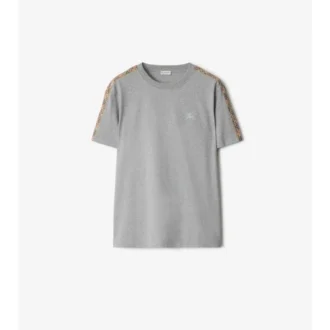 Bawełniany T-shirt z wykończeniem w kratę