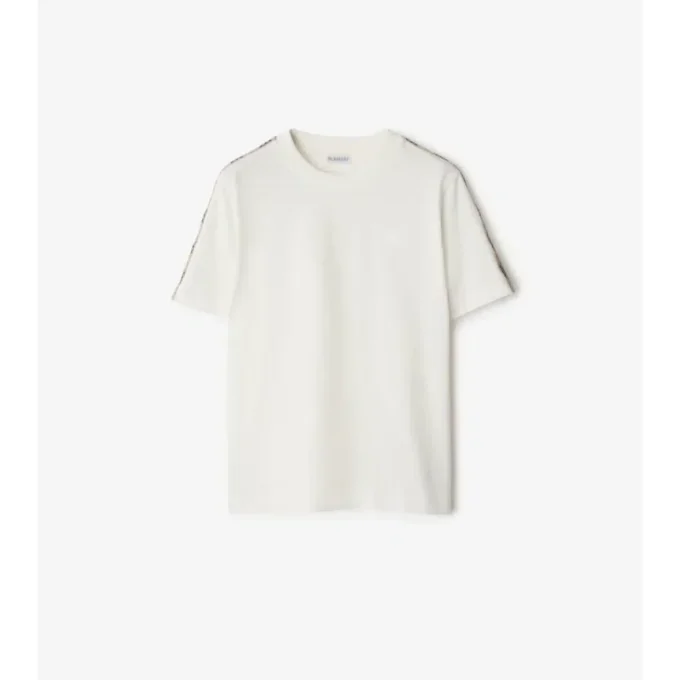Bawełniany T-shirt z wykończeniem w kratę
