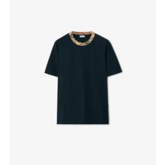 Bawełniany T-shirt z wykończeniem w kratę
