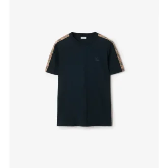 Bawełniany T-shirt z wykończeniem w kratę