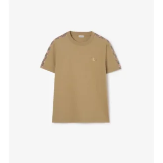 Bawełniany T-shirt z wykończeniem w kratę