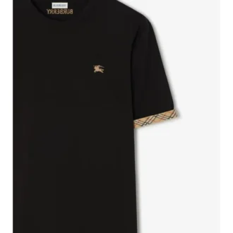 Bawełniany T-shirt z wykończeniem w kratę