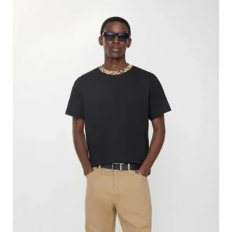 Bawełniany T-shirt z wykończeniem w kratę