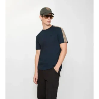 Bawełniany T-shirt z wykończeniem w kratę