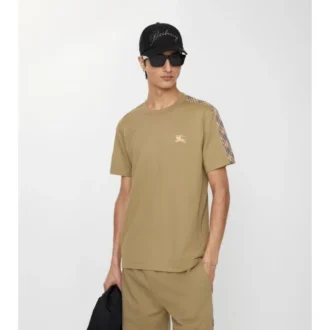 Bawełniany T-shirt z wykończeniem w kratę