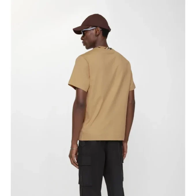 Bawełniany T-shirt z wykończeniem w kratę Bawełniany T-shirt z wykończeniem w kratę
