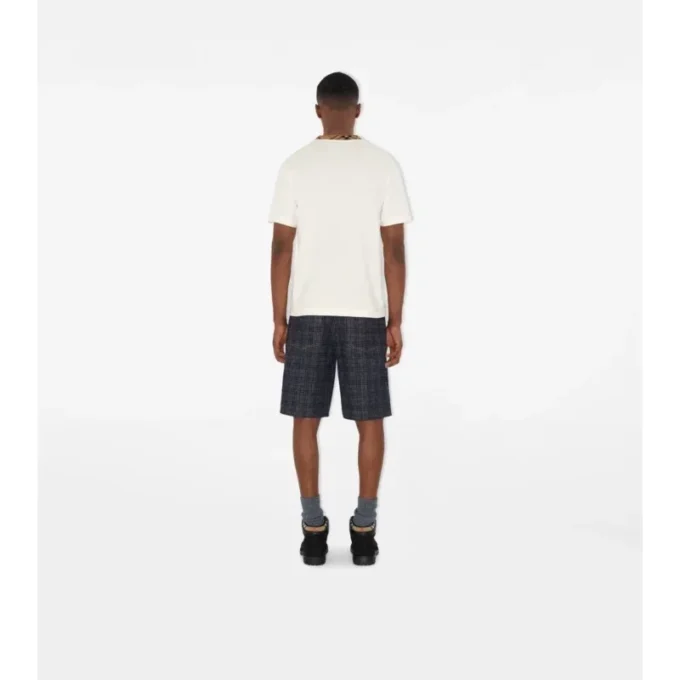Bawełniany T-shirt z wykończeniem w kratę Bawełniany T-shirt z wykończeniem w kratę