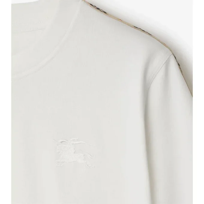 Bawełniany T-shirt z wykończeniem w kratę