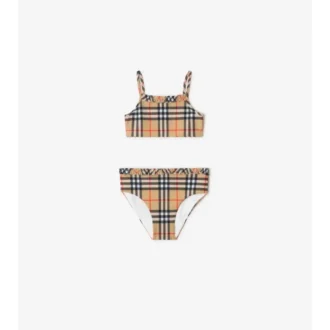 Bikini w kratkę z marszczonymi wykończeniami