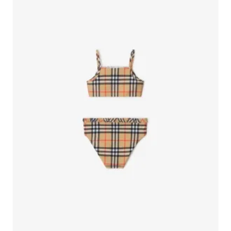Bikini w kratkę z marszczonymi wykończeniami