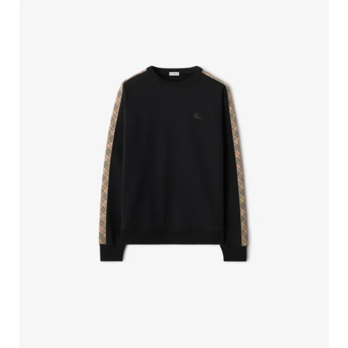 Bluza bawełniana z wykończeniem w kratę Bluza bawełniana z wykończeniem w kratę